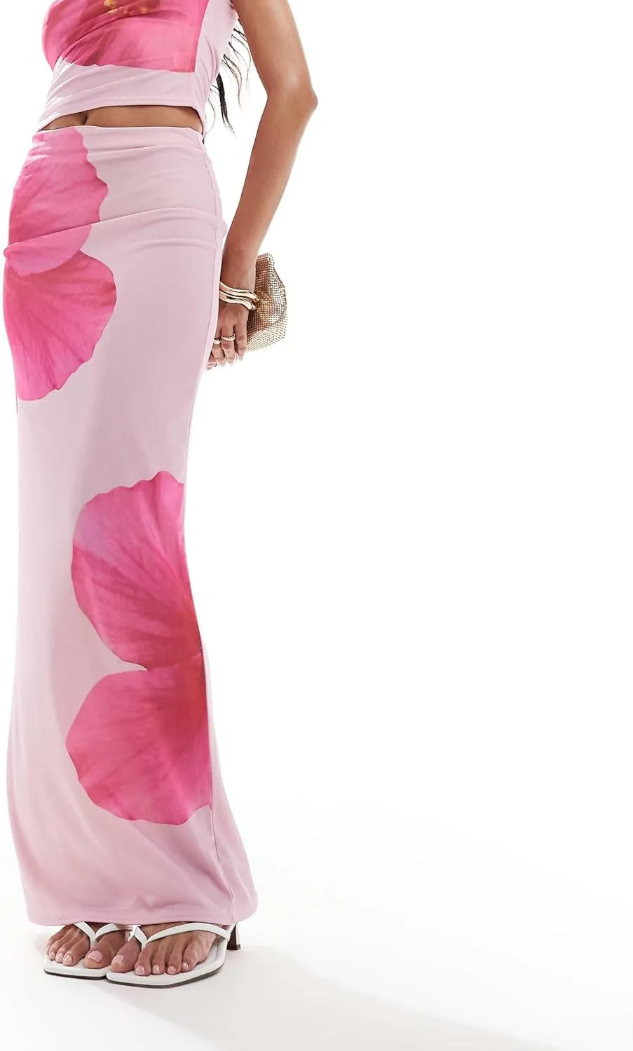 2 Piece Skirt Sets for Women Summer Floral Print Crop Tank Top Bodycon Maxi Skirts Y2k Going Out Outfits Streetwear