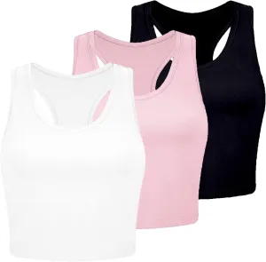 3-Pack Camisole Tops for Women with Bra 2024 Seamless Sports Bra Wireless Yoga Bra Running Sleeveless Gym Tank Tops Red