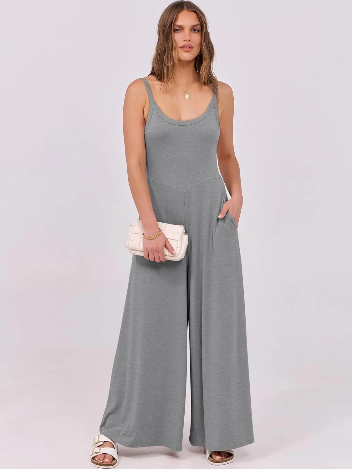 ANRABESS Womens Casual Loose Sleeveless Jumpsuits Dressy Wide Leg Adjustable Strap Rompers 2025 Summer Vacation Outfits