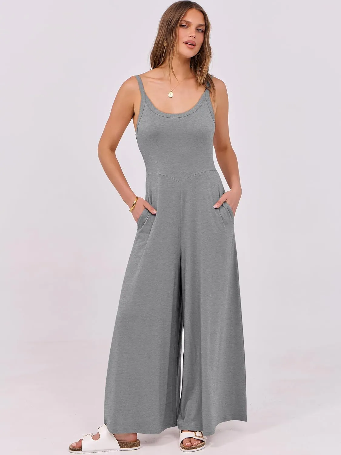 ANRABESS Womens Casual Loose Sleeveless Jumpsuits Dressy Wide Leg Adjustable Strap Rompers 2025 Summer Vacation Outfits
