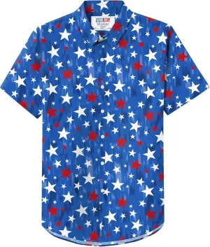 Arvilhill Men American Flag Button Shirt 4th of July Short Sleeve Shirts (S-3XL)