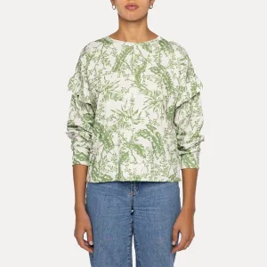 Astrid  Layover Ruffle Top  Palm Print