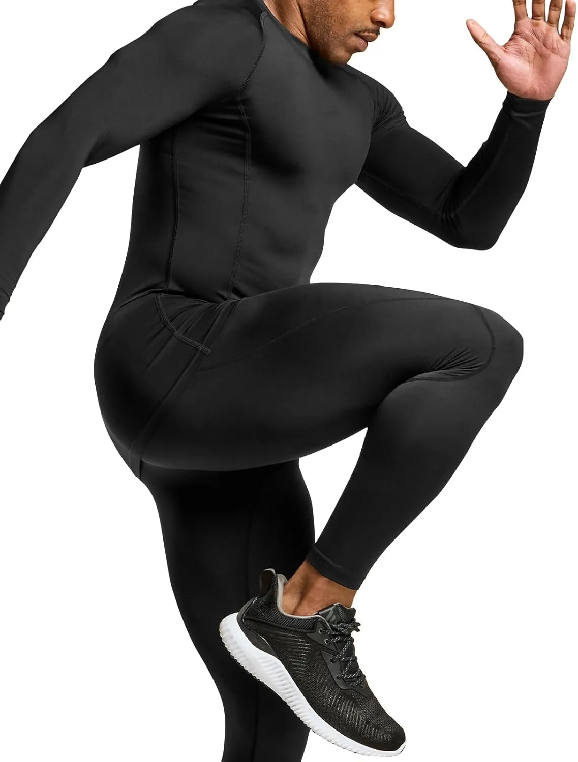 ATHLIO Men's UPF 50  Long Sleeve Compression Shirts, Water Sports Rash Guard Base Layer, Athletic Workout Shirt