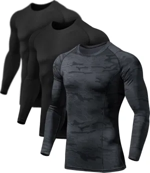 ATHLIO Men's UPF 50  Long Sleeve Compression Shirts, Water Sports Rash Guard Base Layer, Athletic Workout Shirt