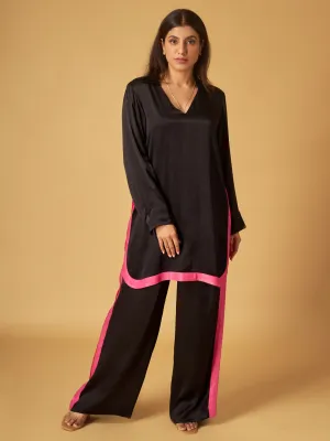 Black Crepe Satin Co-Ord Set
