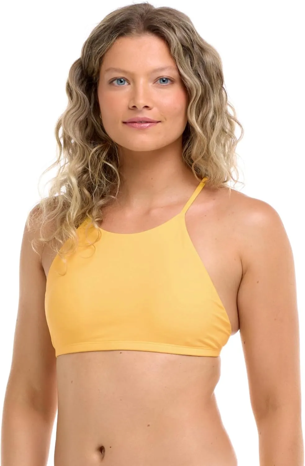 Body Glove Women's Standard Smoothies Alesha Solid High Neck Bikini Top Swimsuit with Adjustable 2-Way Back Detail