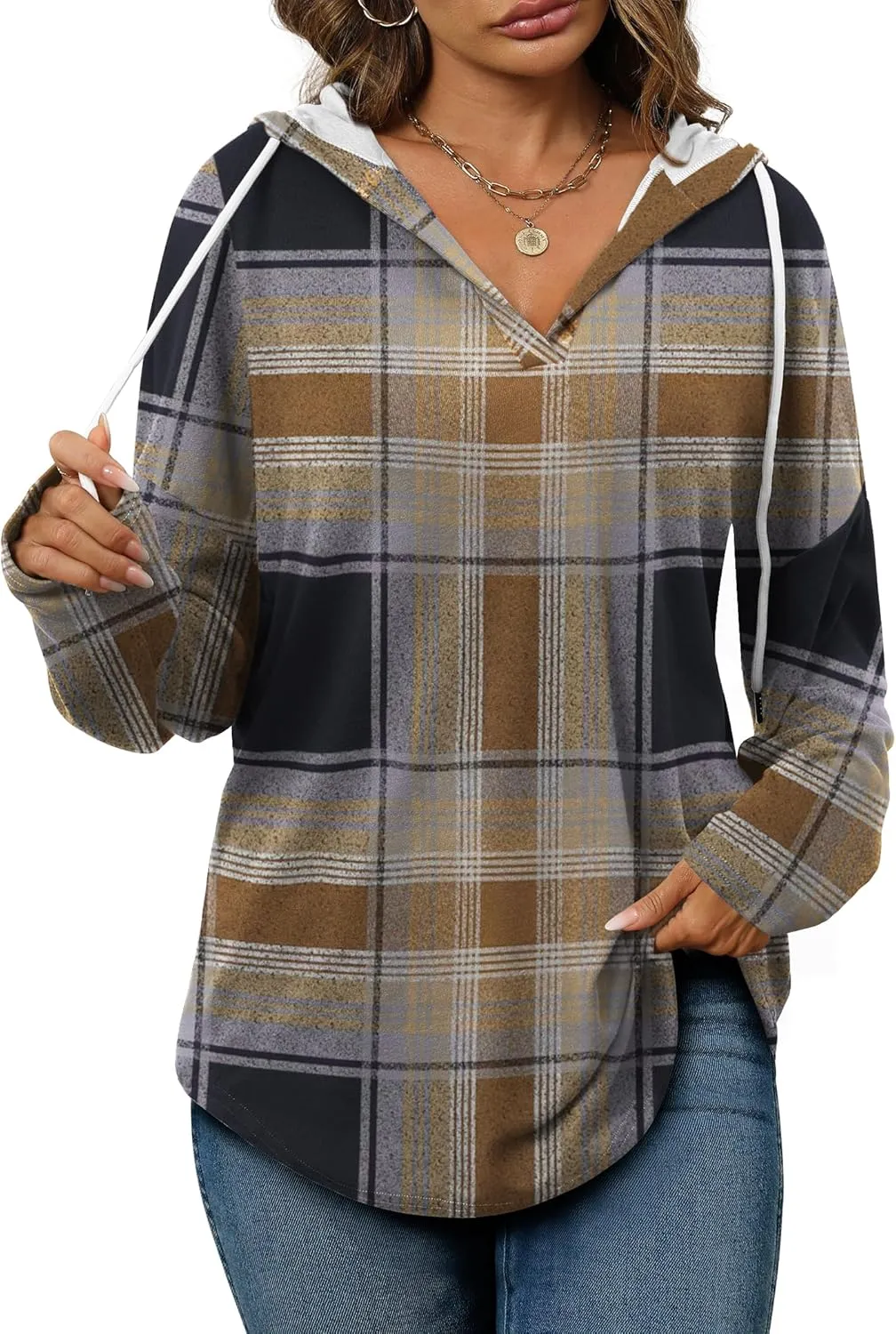 Bofell Womens Fashion Tops Hoodies for Women Pullover Oversized Sweatshirts Long SLeeve Shirts Loose Fit