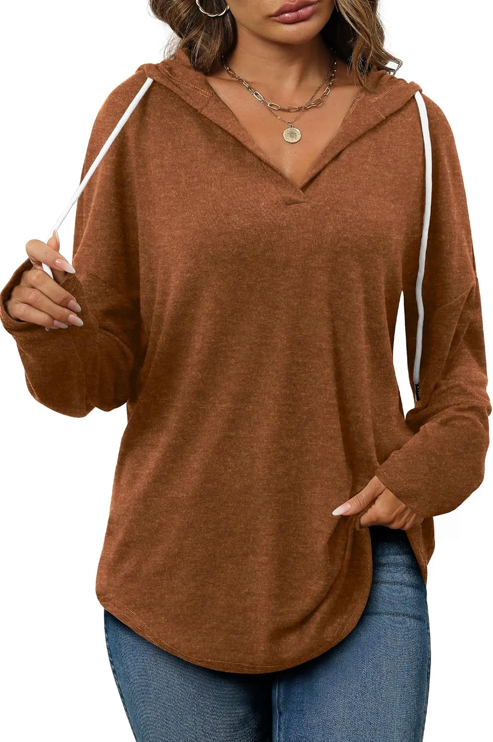 Bofell Womens Fashion Tops Hoodies for Women Pullover Oversized Sweatshirts Long SLeeve Shirts Loose Fit