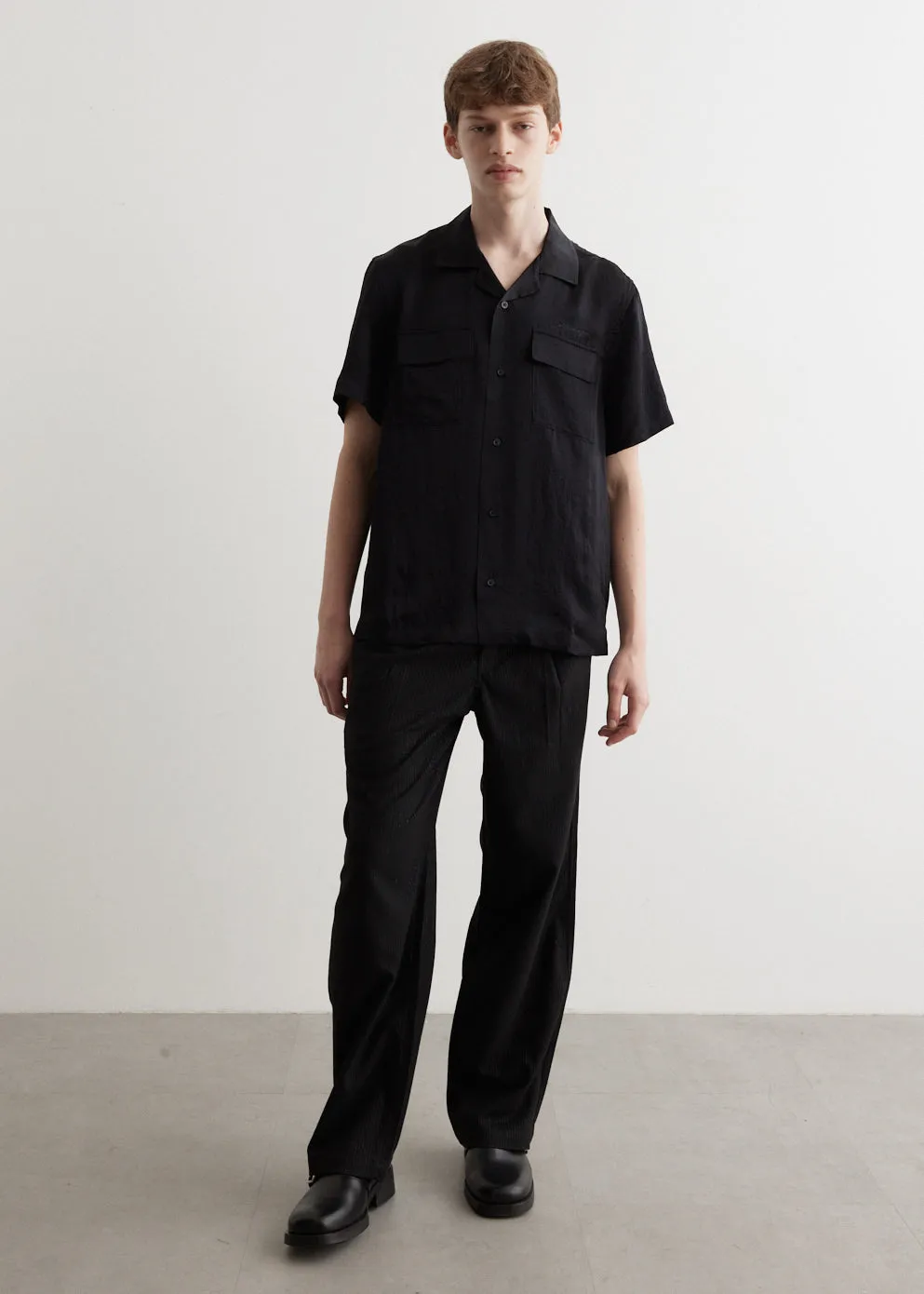Canty Crinkled Satin Short Sleeve Shirt