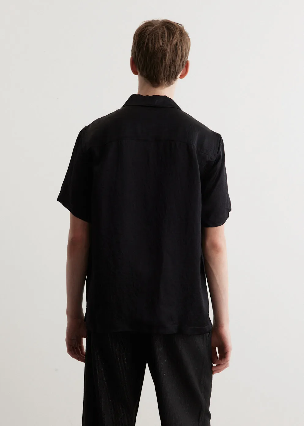 Canty Crinkled Satin Short Sleeve Shirt