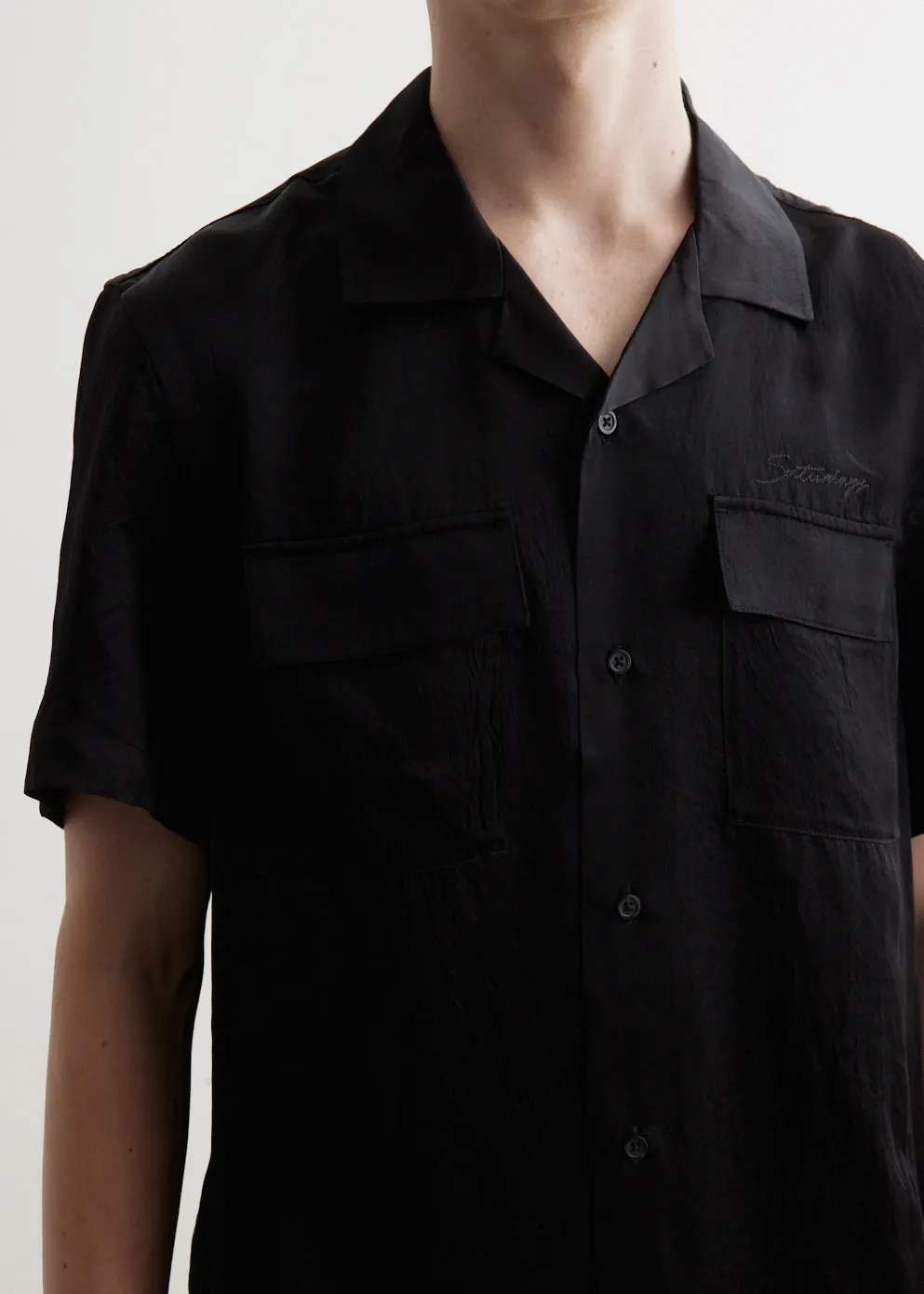 Canty Crinkled Satin Short Sleeve Shirt