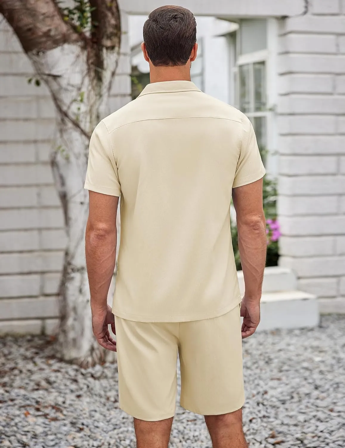 COOFANDY Mens Short Sets 2 Piece Summer Beach Outfits Short Sleeve Shirts and Shorts Sets for Men
