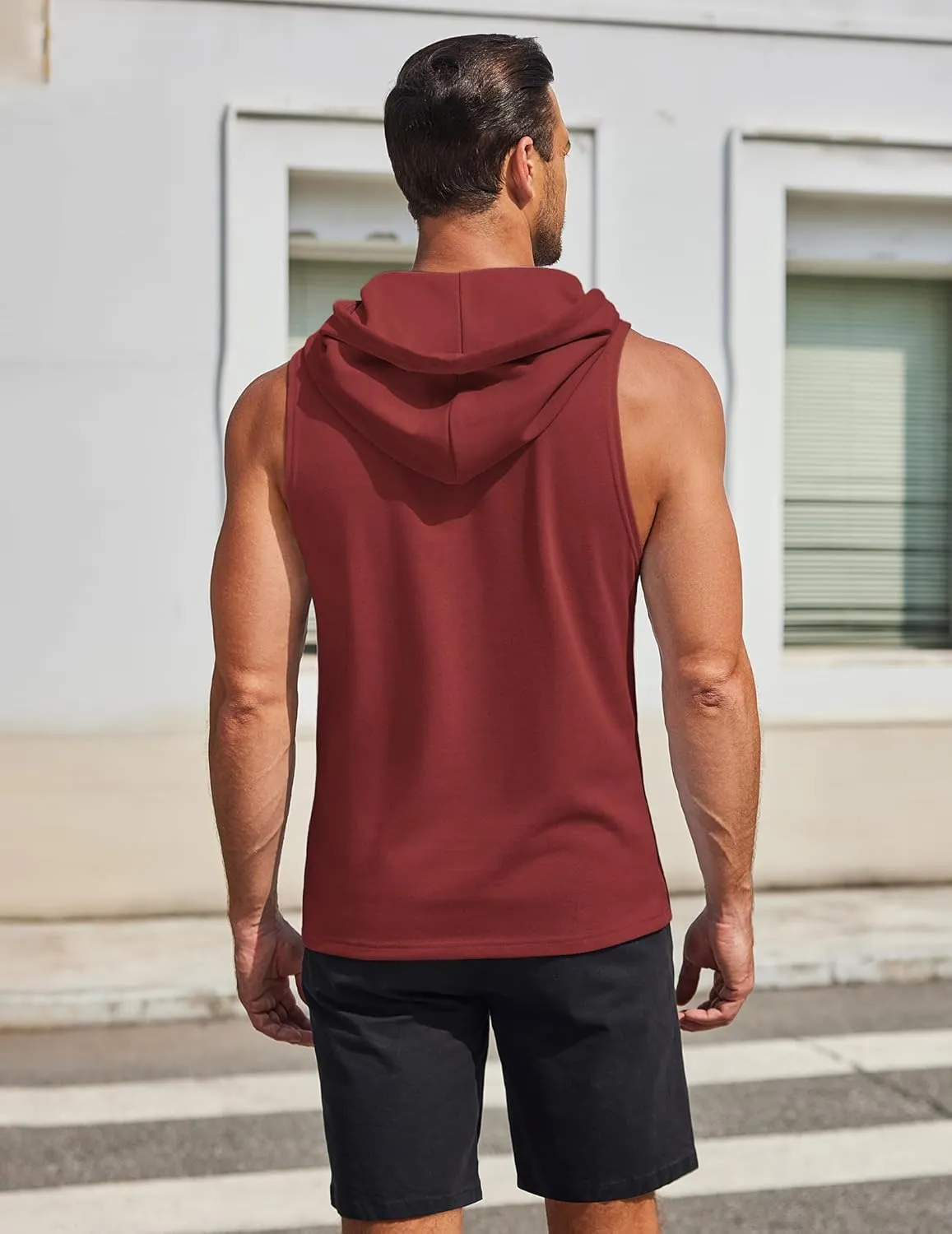 COOFANDY Men's Workout Hooded Tank Tops Sleeveless Gym Hoodies Cotton Muscle Cut Off Shirt Bodybuilding Henley Shirts