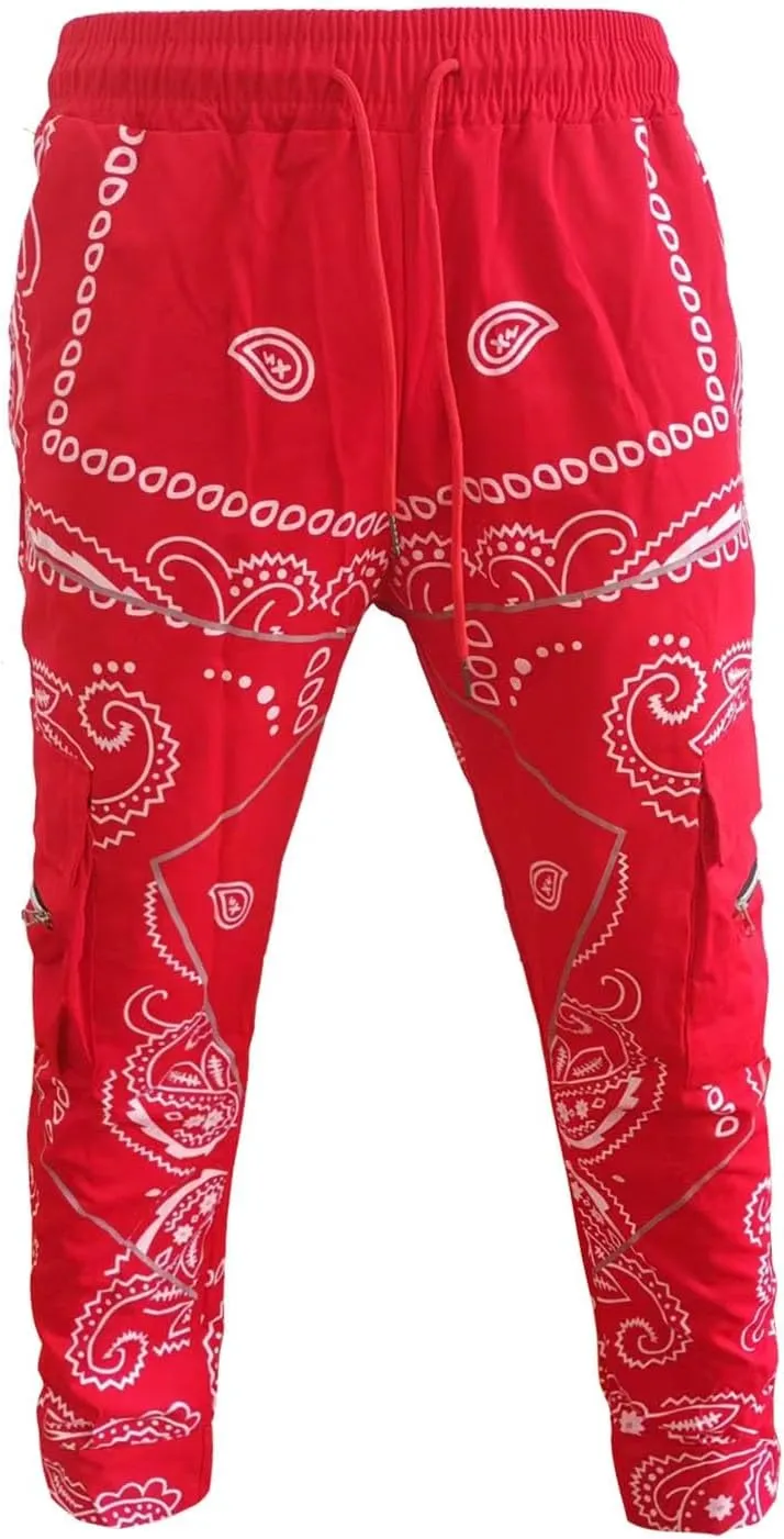CRNTCEM Men's Casual Print Jogger Sweatpants Straight Leg Workout Running Cargo Pants Drawstring Cuffed Hippie Yoga Pants