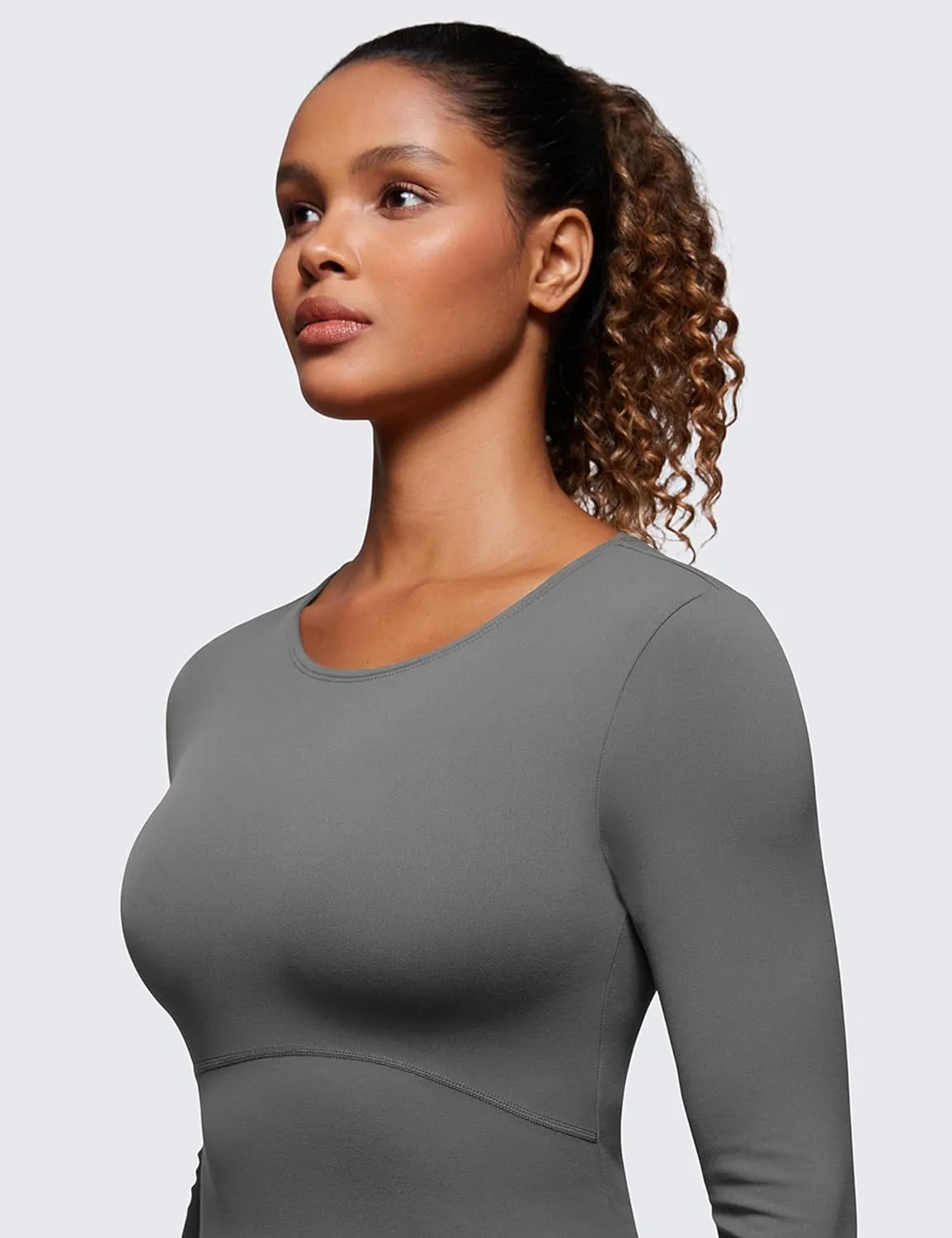 CRZ YOGA Butterluxe Womens Long Sleeve Crop Yoga Shirts Slim Fit Cropped Workout Tops Athletic Casual Basic Tight Shirt