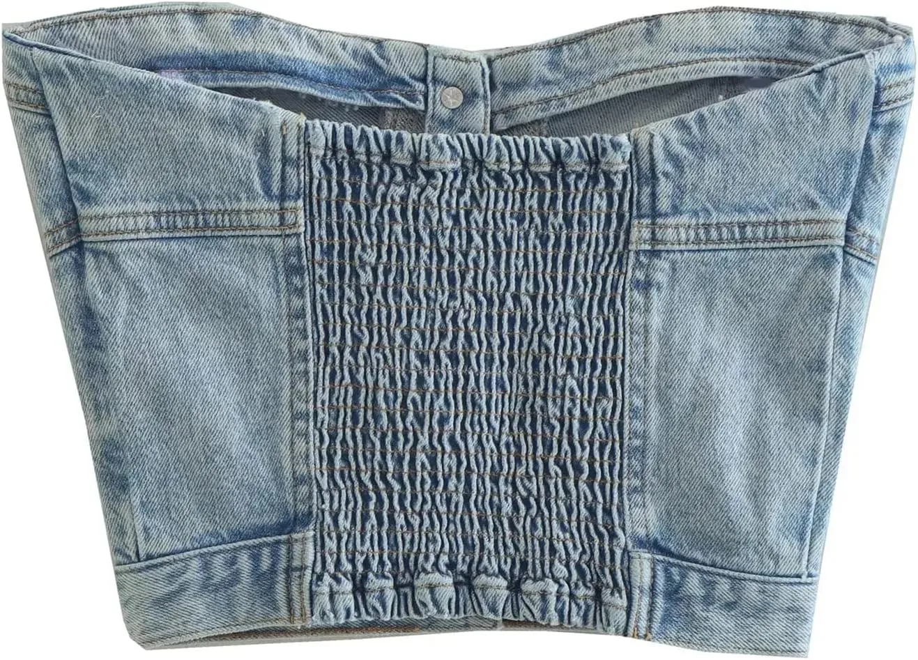 Denim Crop Top for Women Strapless Bodycon Tube Tops Sleeveless Jeans Bandeau Y2k Camisole Bustier Going Out