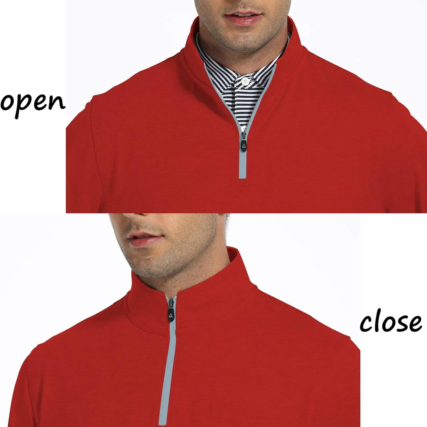 DEOLAX Mens Quarter Zip Pullover Solid 1/4 Zip Pullover Mens Athletic Long Sleeve Sweatshirt Mock Neck Golf Shirts for Men