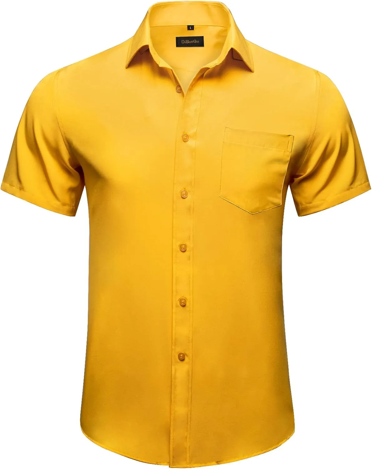 DiBanGu Men's Casual Dress Shirt Cotton Short Sleeve Button Down Shirts Regular Fit Paisley Solid Contrast Design