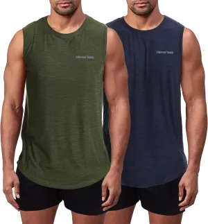 Different Touch Mens Big and Tall 2 Pack Active Gym Sleeveless Shirts Muscle Tank Top