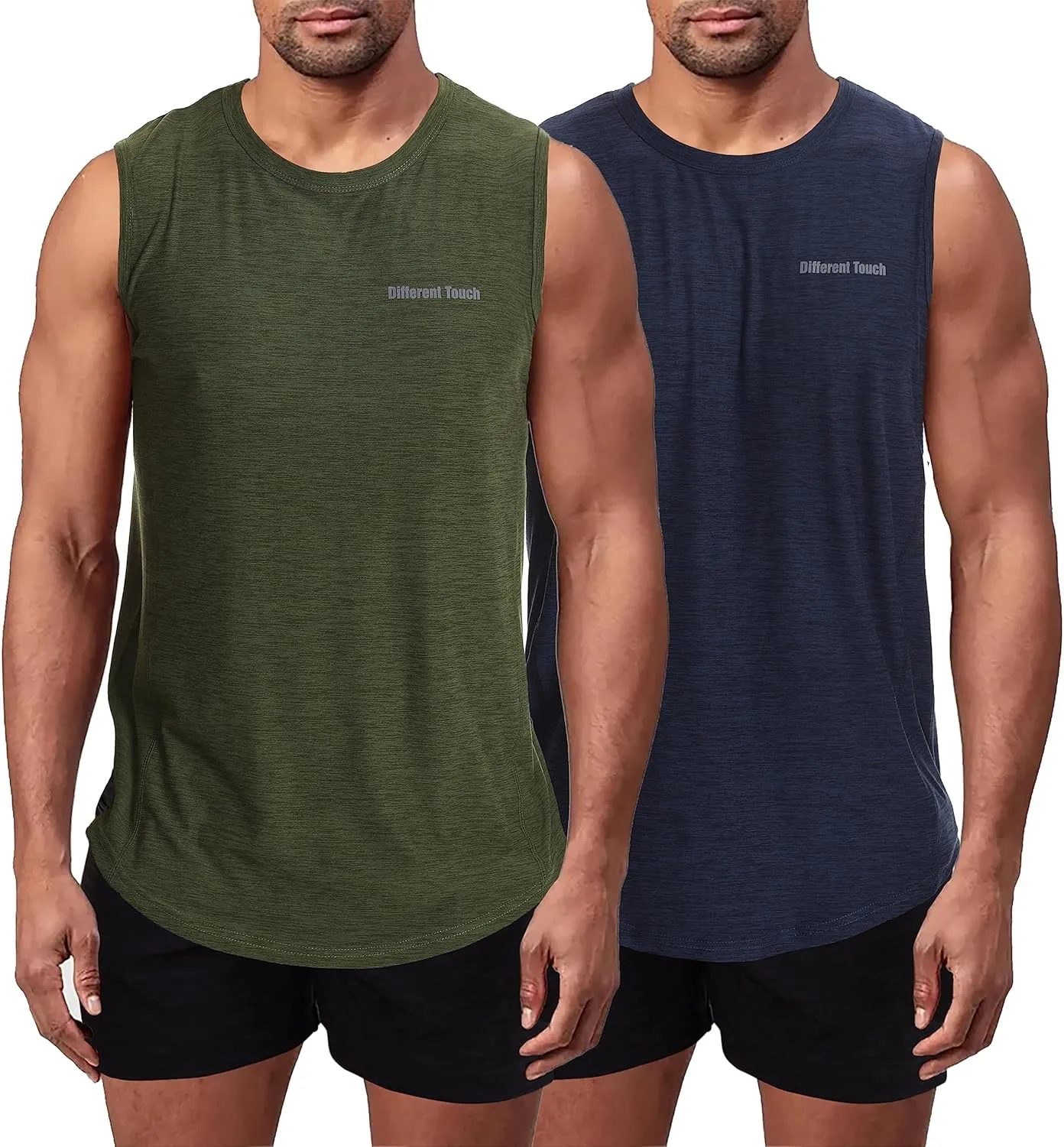 Different Touch Mens Big and Tall 2 Pack Active Gym Sleeveless Shirts Muscle Tank Top