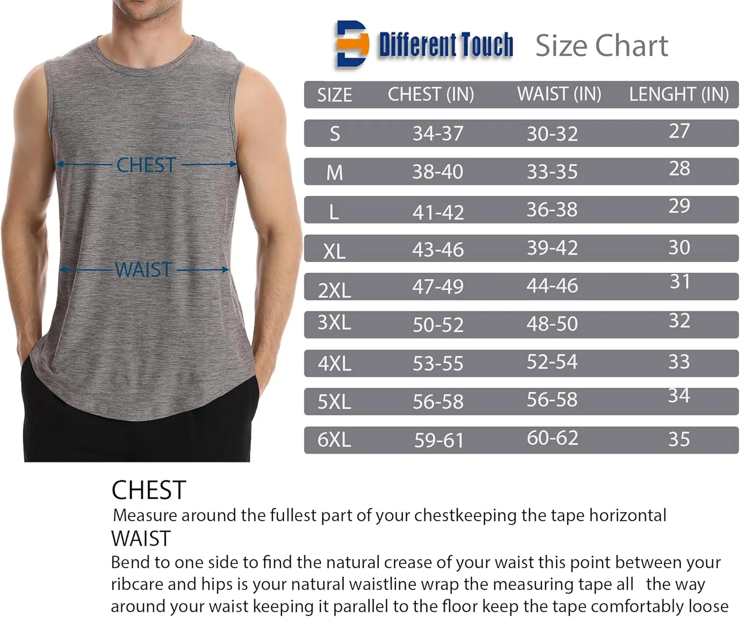 Different Touch Mens Big and Tall 2 Pack Active Gym Sleeveless Shirts Muscle Tank Top