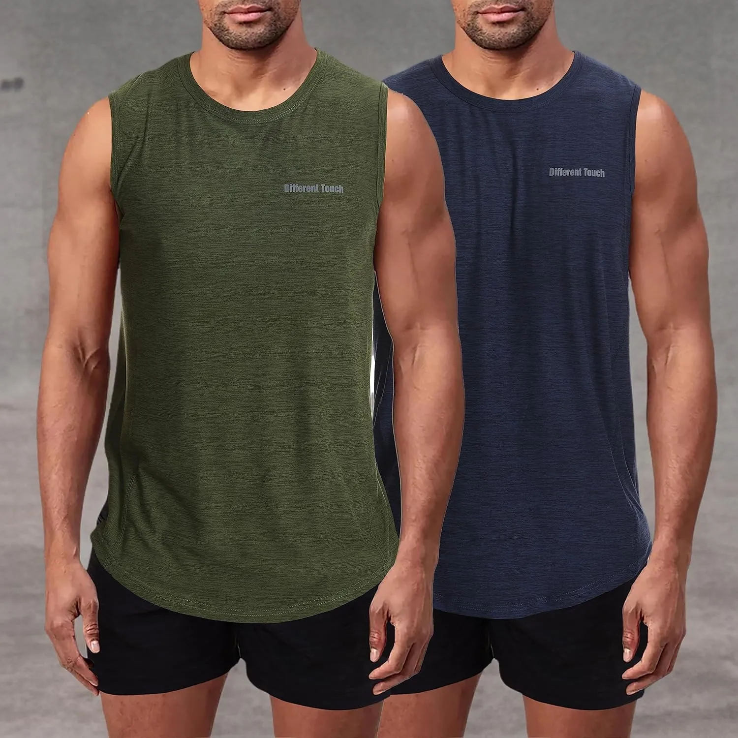 Different Touch Mens Big and Tall 2 Pack Active Gym Sleeveless Shirts Muscle Tank Top