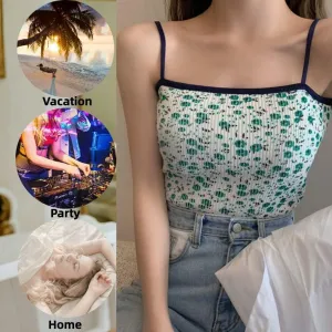 Floral Top Tops Women Girl Camisole Crop Square Neck Dancing Halter