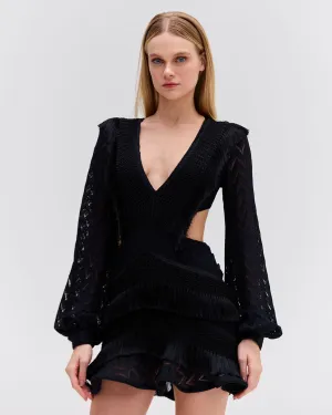 FRINGE CUT-OUT MINI DRESS