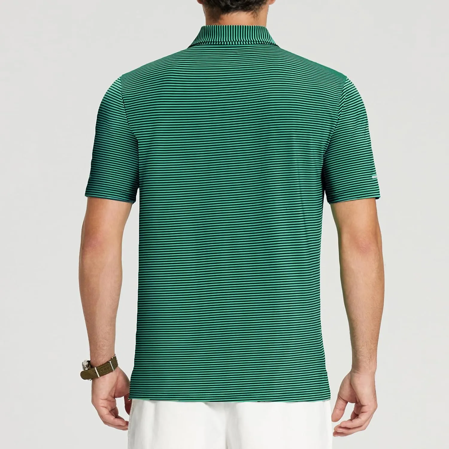 Golf Shirts for Men - Moisture Wicking Short Sleeve Performance Sport Casual Striped Collared Mens Polo Shirt