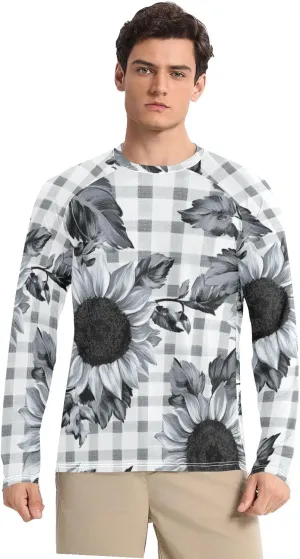 Gradient Iridescent Glitter Men's Sun Protection Shirts UPF 50  Long Sleeve Rash Guard Swim Beach Shirt Quick Dry