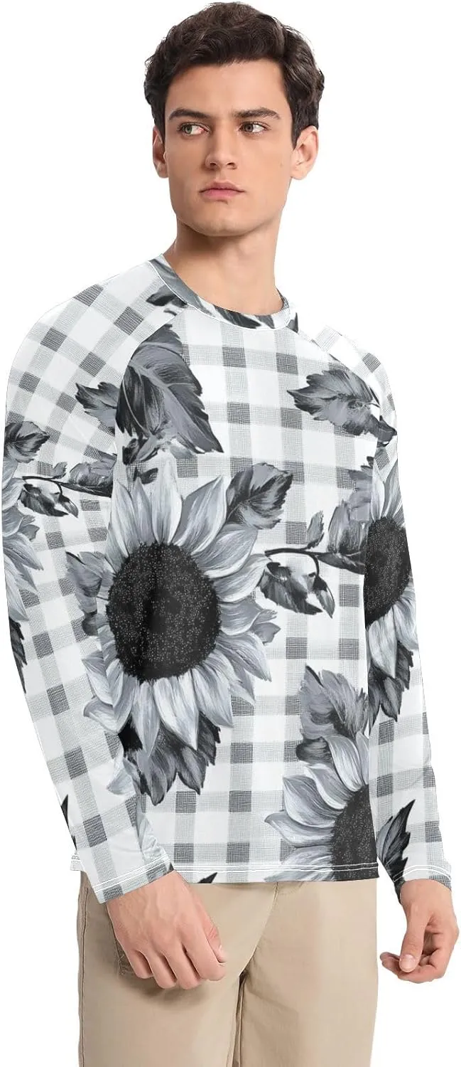 Gradient Iridescent Glitter Men's Sun Protection Shirts UPF 50  Long Sleeve Rash Guard Swim Beach Shirt Quick Dry