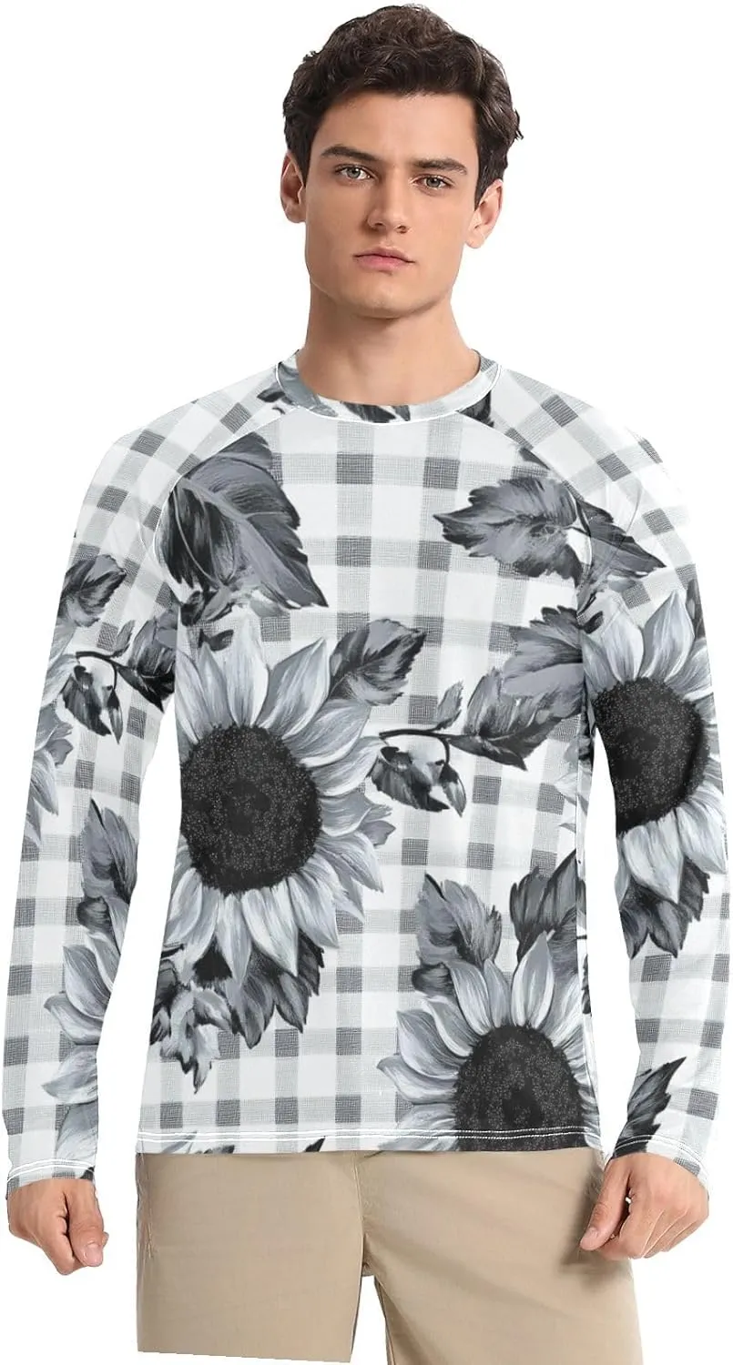 Gradient Iridescent Glitter Men's Sun Protection Shirts UPF 50  Long Sleeve Rash Guard Swim Beach Shirt Quick Dry