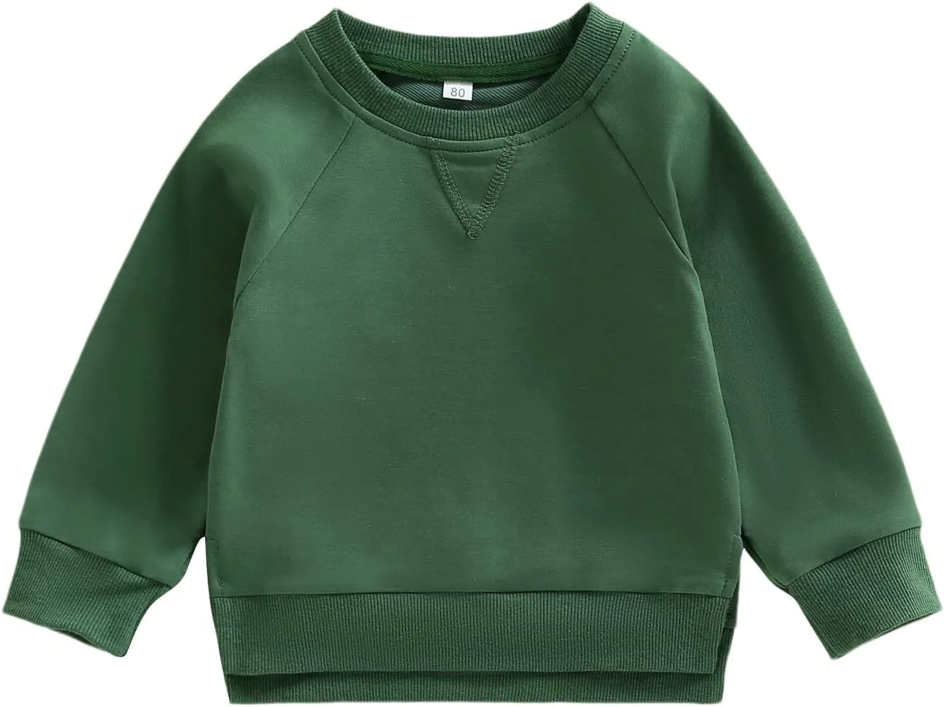 Gueuusu Toddler Kids Baby Boy Girl Crewneck Sweatshirt Cotton Long Sleeve Solid Color Pullover Top Casual Spring Fall Clothes