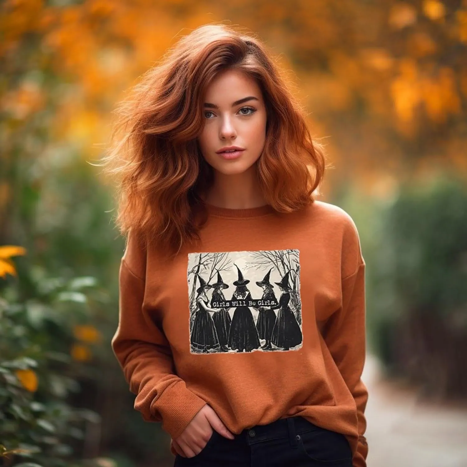 Halloween Sweatshirt - Women & Girls Graphic Pullover Tops
