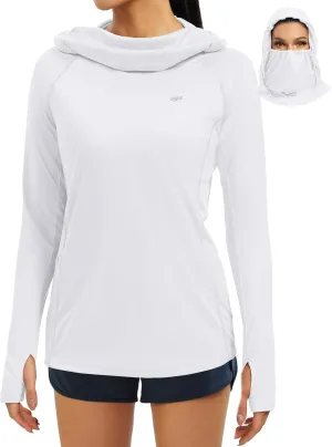 IUGA SPF Shirt Women Sun Protection Clothing UPF 50  Hoodie with Face Cover UV Hiking Long Sleeve Shirts Lightweight Outdoor