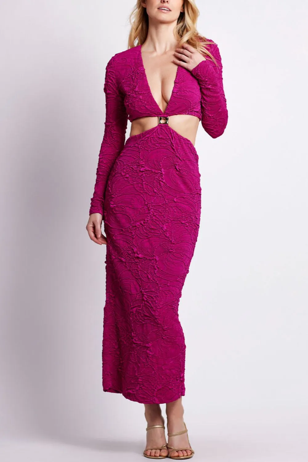 Jacquard Cut-Out Maxi Dress