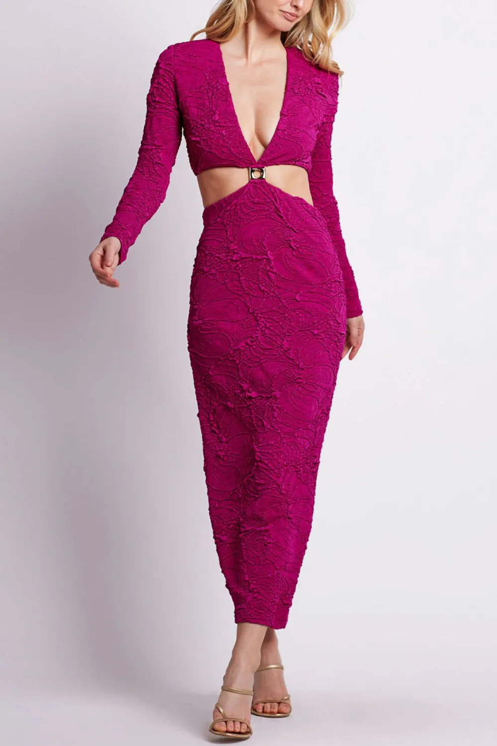 Jacquard Cut-Out Maxi Dress