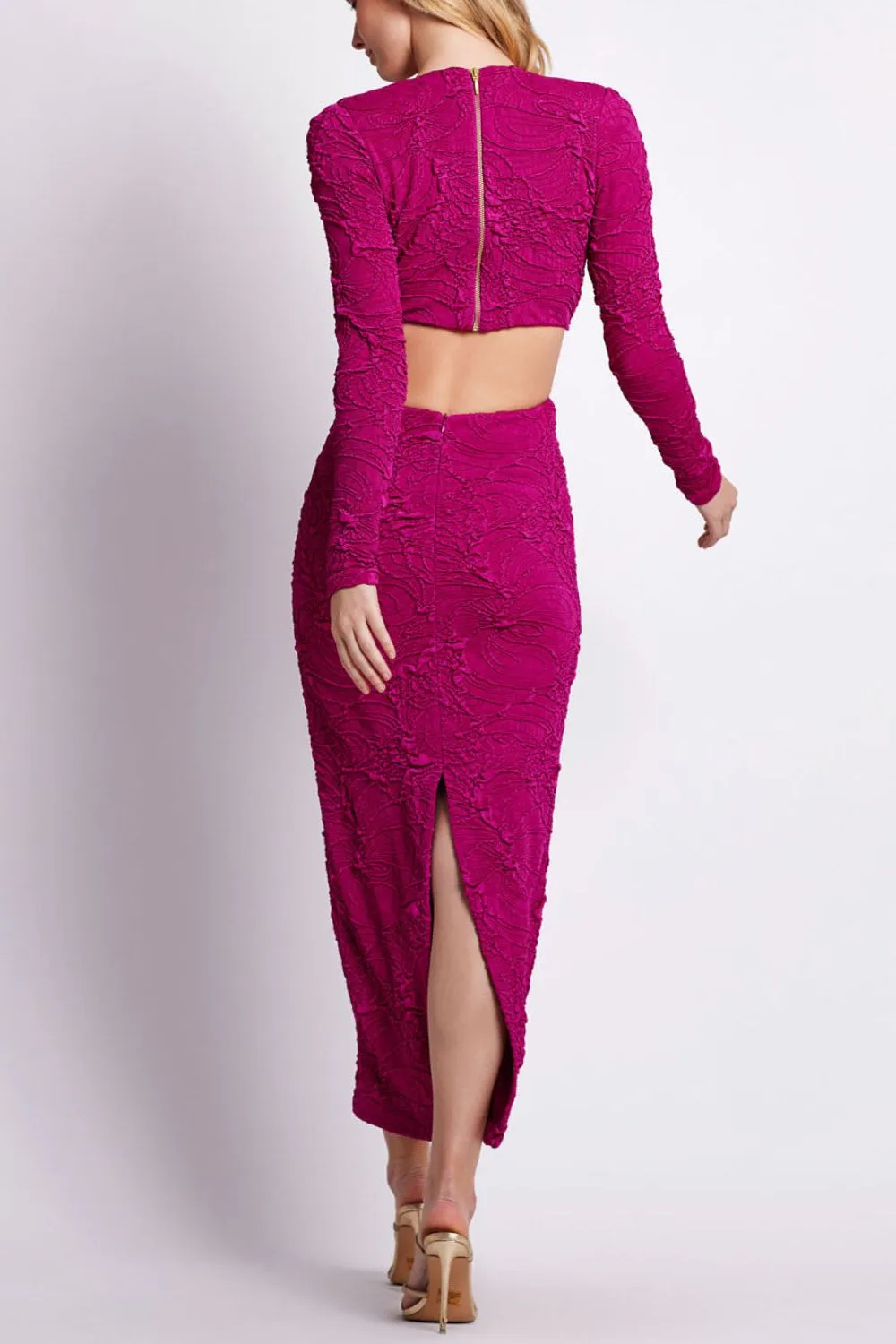 Jacquard Cut-Out Maxi Dress