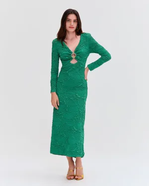 Jacquard Cut Out Midi Dress