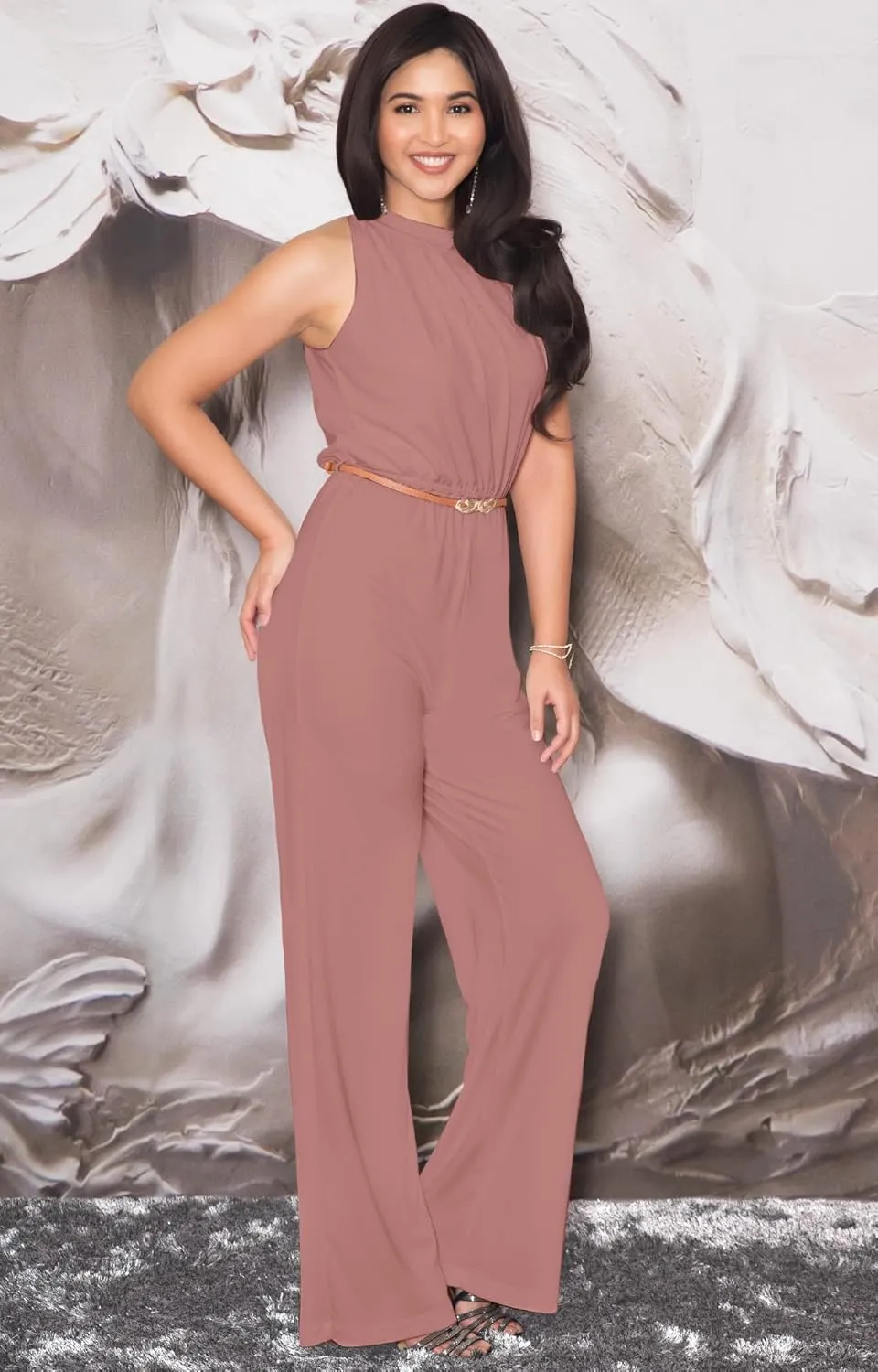 KOH KOH Womens Sexy Sleeveless Wide Leg Pants Cocktail Pantsuit Jumpsuit Romper