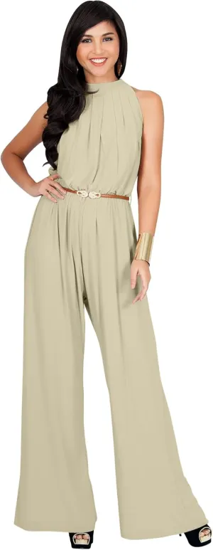 KOH KOH Womens Sexy Sleeveless Wide Leg Pants Cocktail Pantsuit Jumpsuit Romper