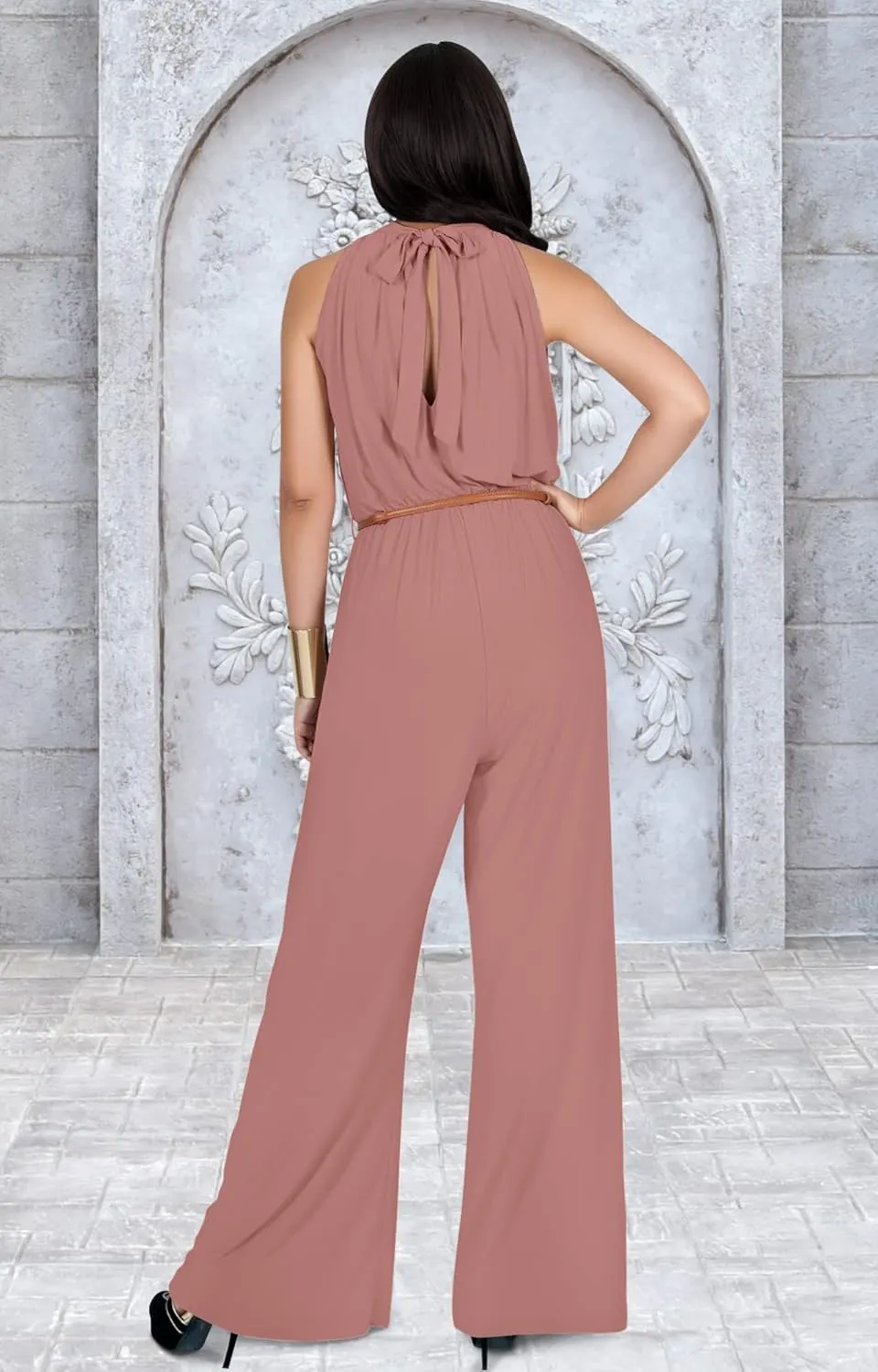 KOH KOH Womens Sexy Sleeveless Wide Leg Pants Cocktail Pantsuit Jumpsuit Romper