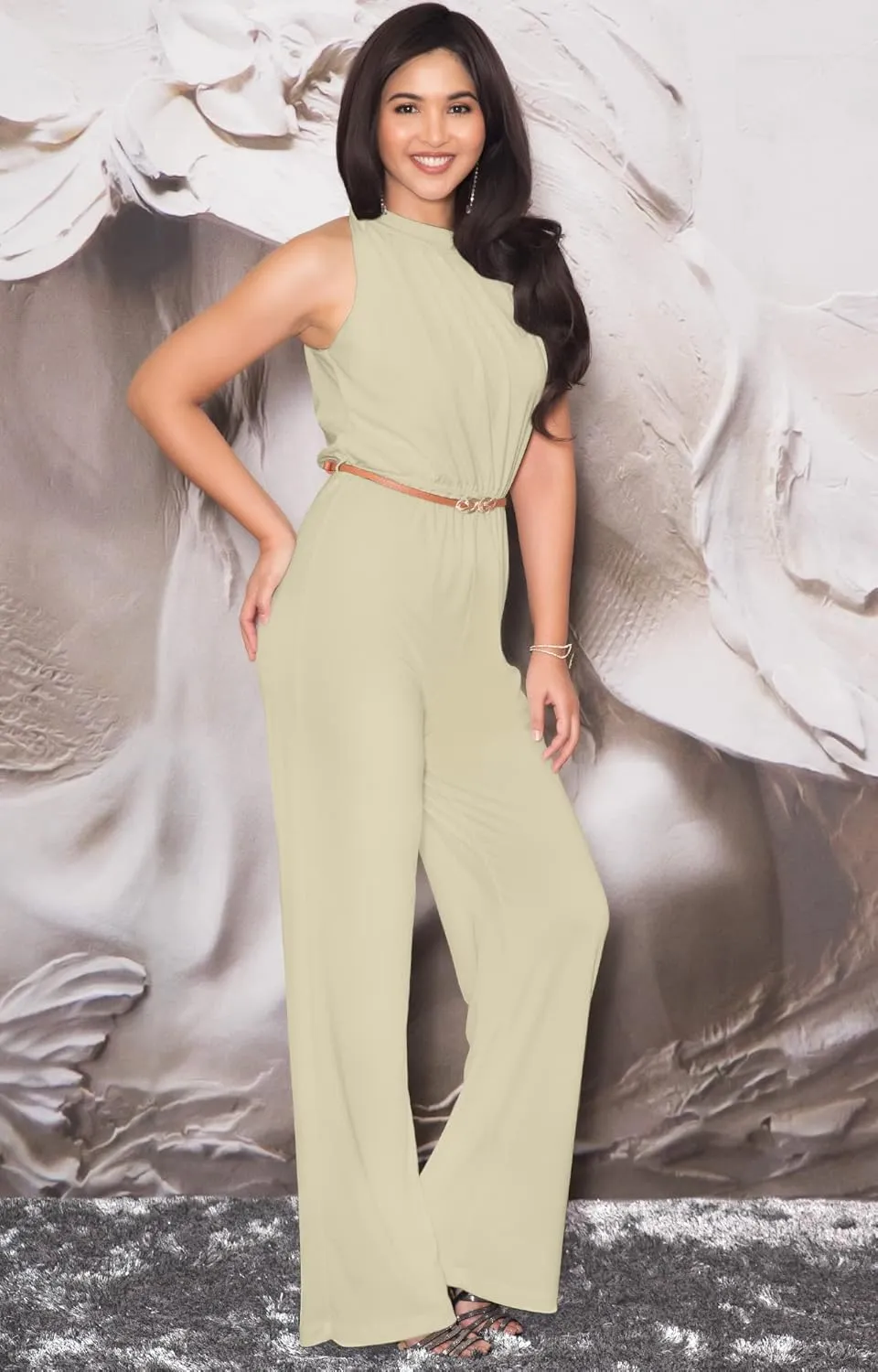 KOH KOH Womens Sexy Sleeveless Wide Leg Pants Cocktail Pantsuit Jumpsuit Romper