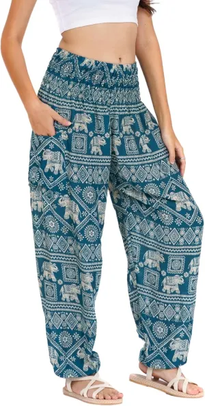 LOFBAZ Harem Yoga Pants for Women S-4XL Hippie Boho PJs Lounge Beach Print Plus