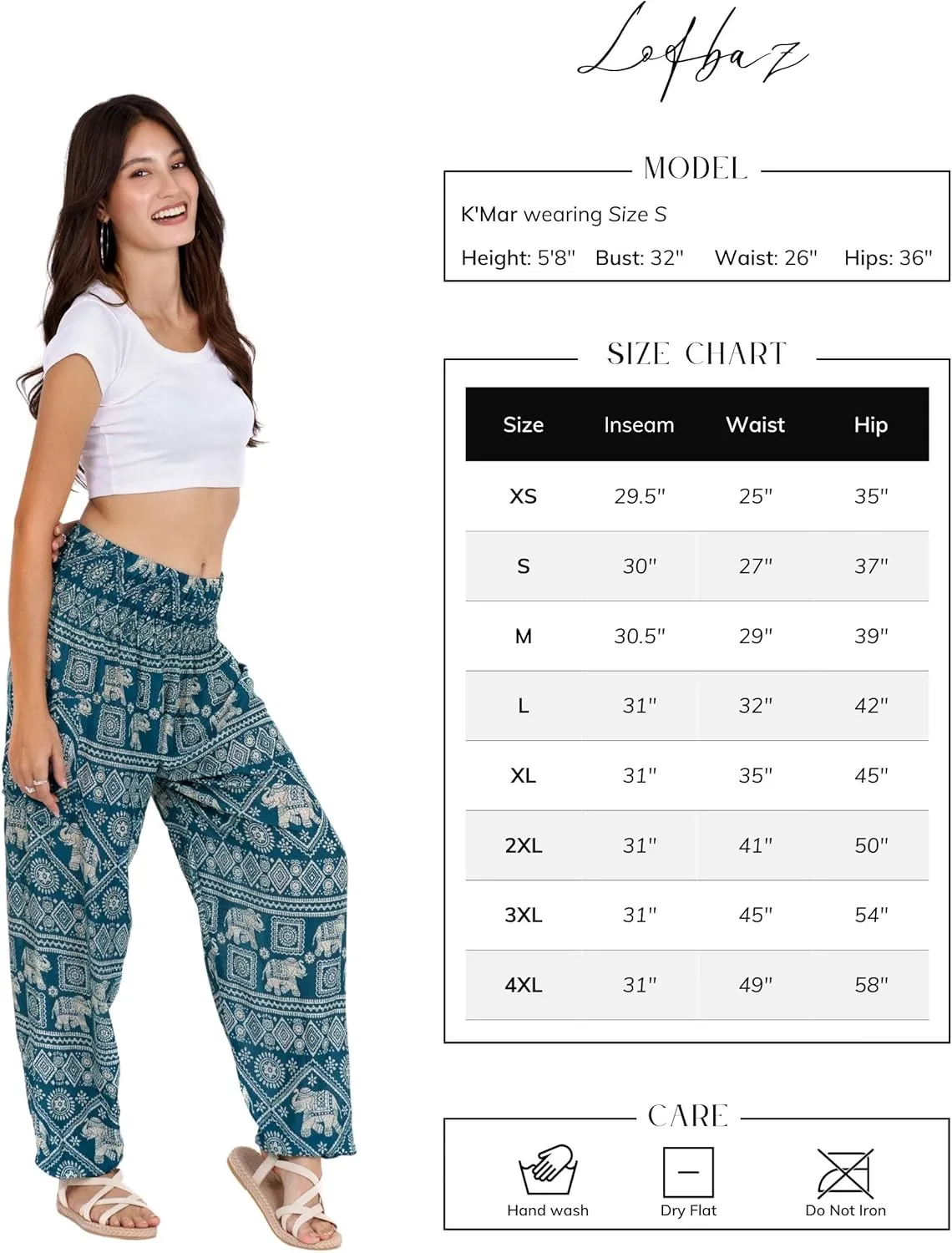 LOFBAZ Harem Yoga Pants for Women S-4XL Hippie Boho PJs Lounge Beach Print Plus