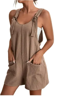 LRMQS Summer Rompers for Women 2025 Vacation Casual Plus Size Sleeveless One Piece Short Jumpsuit Trendy Overalls Outfits