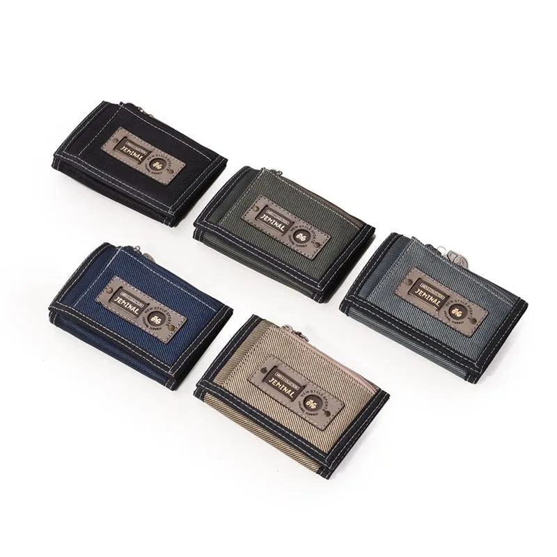 Men Casual Canvas Lightweight Short Wallet Card Holder