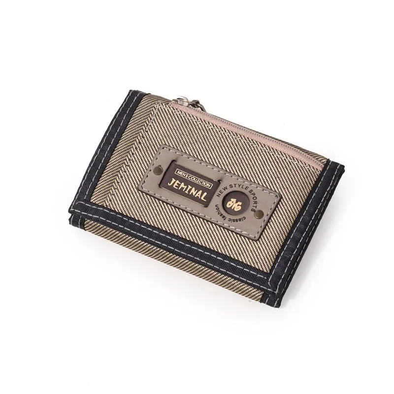 Men Casual Canvas Lightweight Short Wallet Card Holder