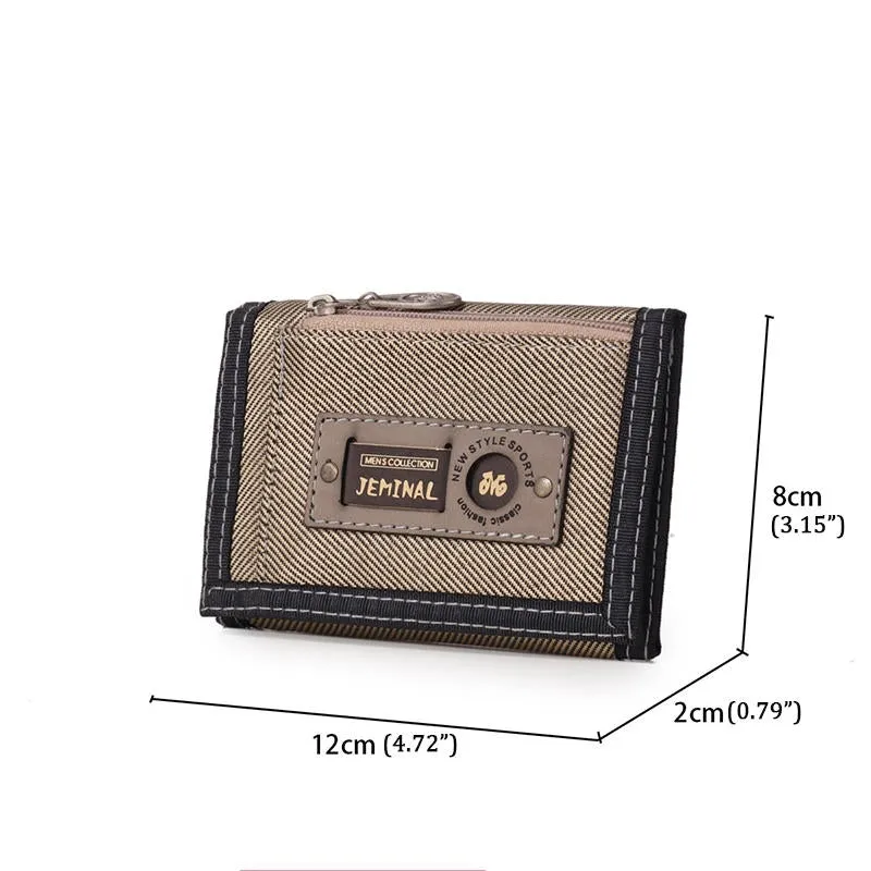 Men Casual Canvas Lightweight Short Wallet Card Holder