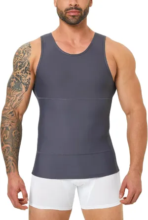 Mens Body Shaper, Compression Shapewear Vest Slimming Undershirt Tank Top, Tummy Control Chest, Hide Gynecomastia